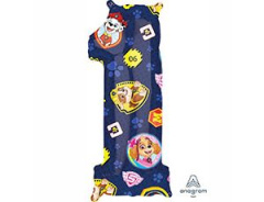 A Шар (26"/66 см) Цифра 1, Щенячий патруль, Синий, 1 шт. в уп.